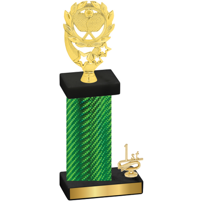 Accented Single Green Carbon Fiber First Place Pickleball Trophy