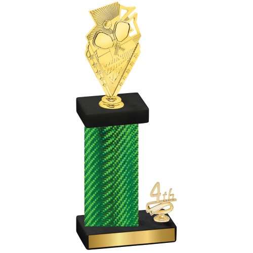 Accented Single Green Carbon Fiber Fourth Place Pickleball Trophy