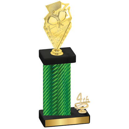 Accented Single Green Carbon Fiber Fourth Place Pickleball Trophy