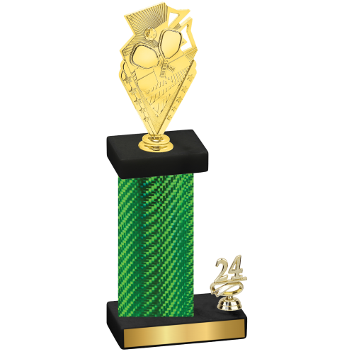 Accented Single Green Carbon Fiber Year Pickleball Trophy