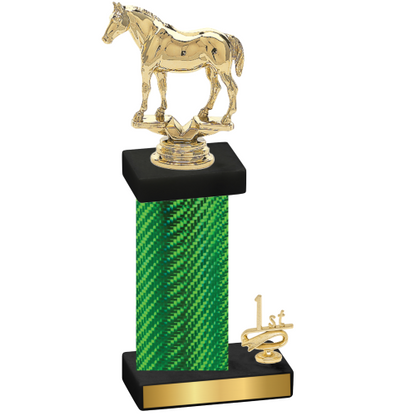 Accented Single Green Carbon Fiber First Place Horses Trophy