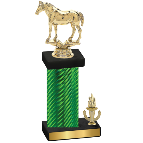 Accented Single Green Carbon Fiber Victory Horses Trophy