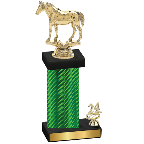 Accented Single Green Carbon Fiber Year Horses Trophy