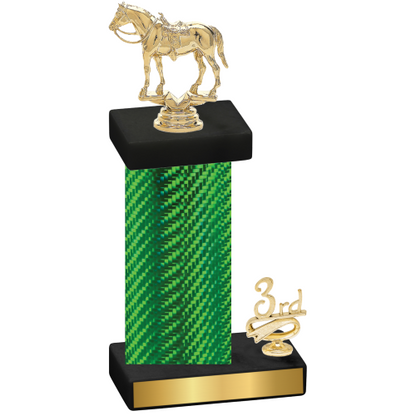 Accented Single Green Carbon Fiber Third Place Horses Trophy