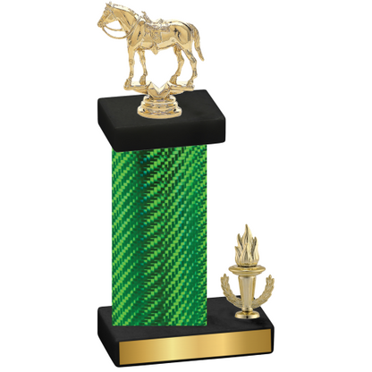 Accented Single Green Carbon Fiber Victory Horses Trophy