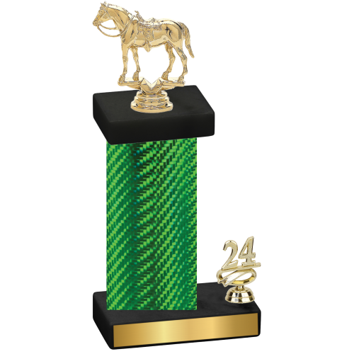 Accented Single Green Carbon Fiber Year Horses Trophy