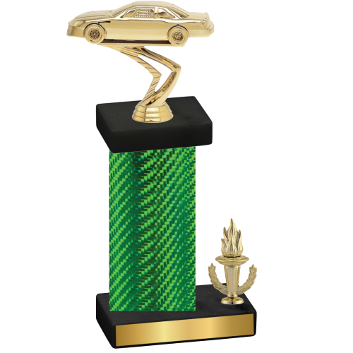 Accented Single Green Carbon Fiber Victory Cars Trophy