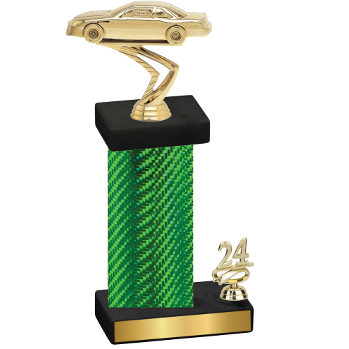 Accented Single Green Carbon Fiber Year Cars Trophy