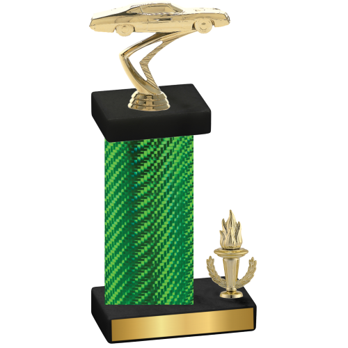 Accented Single Green Carbon Fiber Victory Cars Trophy