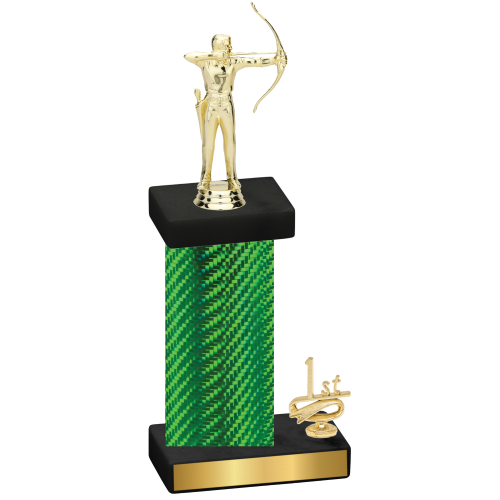 Accented Single Green Carbon Fiber First Place Archery Trophy