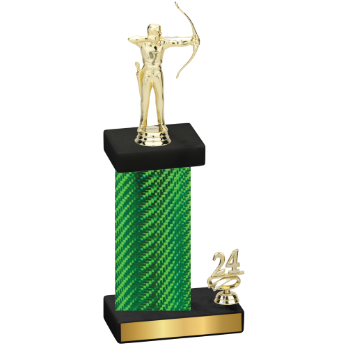 Accented Single Green Carbon Fiber Year Archery Trophy