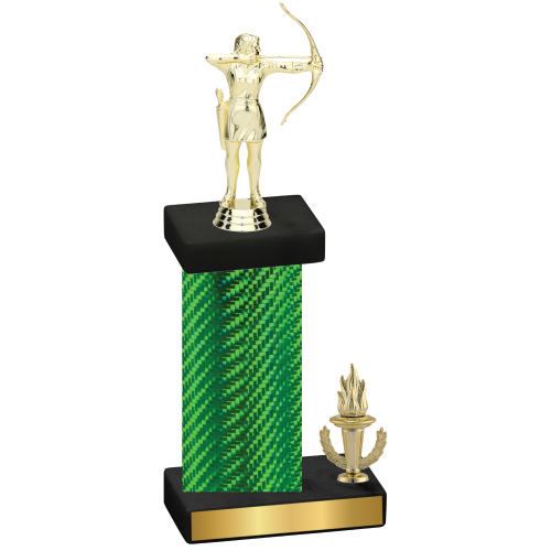 Accented Single Green Carbon Fiber Victory Archery Trophy