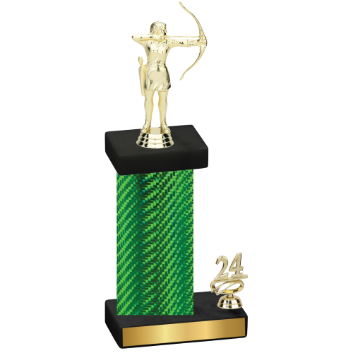 Accented Single Green Carbon Fiber Year Archery Trophy