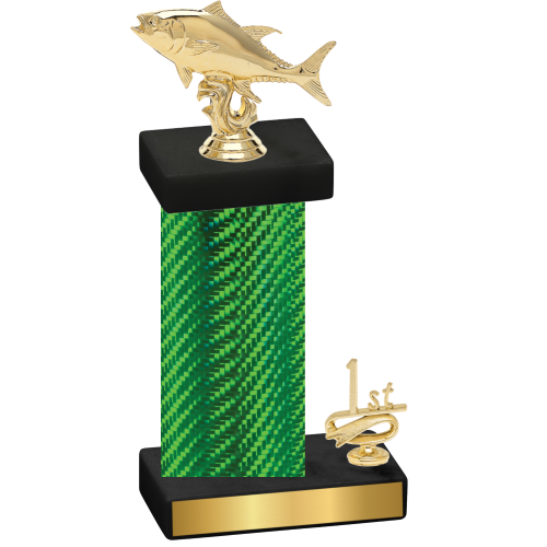 Accented Single Green Carbon Fiber First Place Fishing Trophy