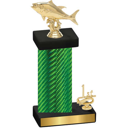 Accented Single Green Carbon Fiber First Place Fishing Trophy