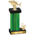 Accented Single Green Carbon Fiber Third Place Fishing Trophy