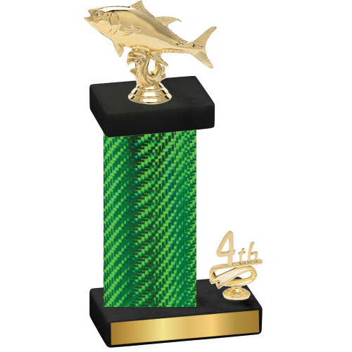 Accented Single Green Carbon Fiber Fourth Place Fishing Trophy