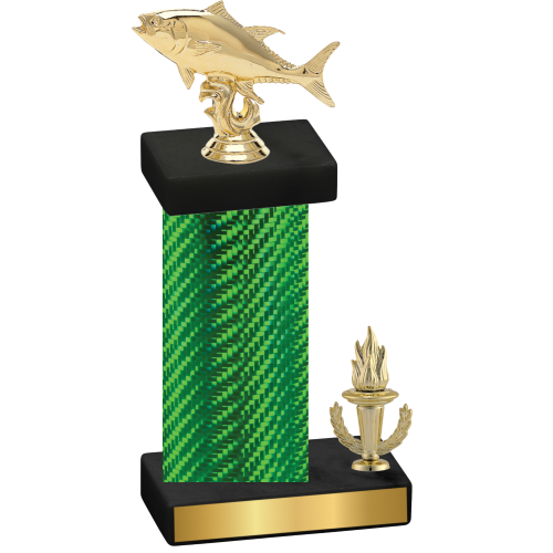 Accented Single Green Carbon Fiber Victory Fishing Trophy