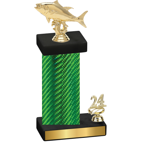 Accented Single Green Carbon Fiber Year Fishing Trophy