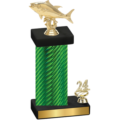 Accented Single Green Carbon Fiber Year Fishing Trophy