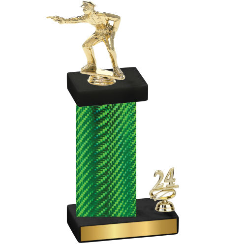 Accented Single Green Carbon Fiber Year Shooter Trophy