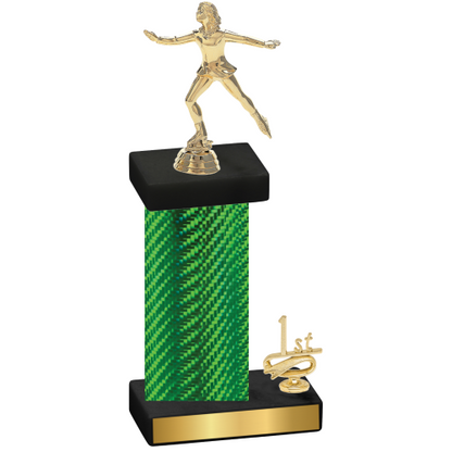 Accented Single Green Carbon Fiber First Place Skater Trophy