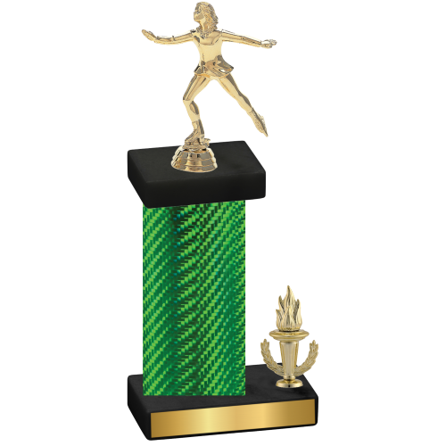 Accented Single Green Carbon Fiber Victory Skater Trophy