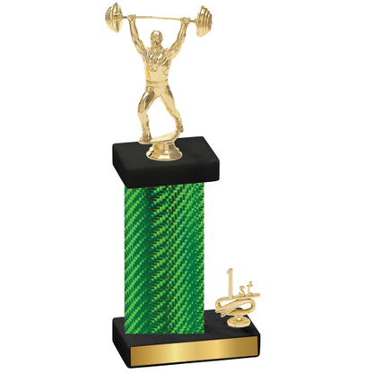 Accented Single Green Carbon Fiber First Place Weights Trophy