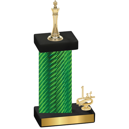 Accented Single Green Carbon Fiber First Place Chess Trophy