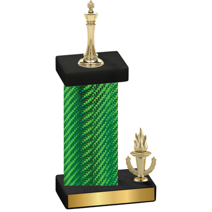 Accented Single Green Carbon Fiber Victory Chess Trophy