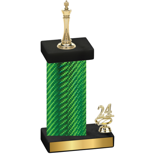 Accented Single Green Carbon Fiber Year Chess Trophy