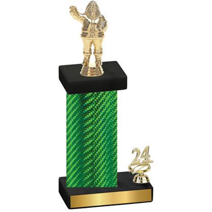 Accented Single Green Carbon Fiber Year Holiday Trophy