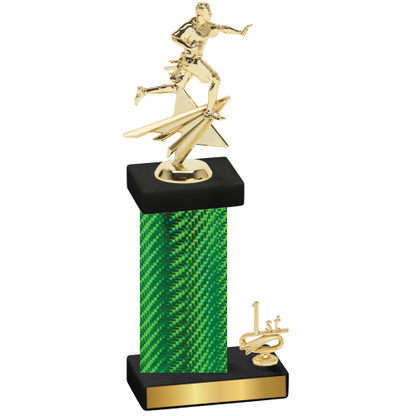 Accented Single Green Carbon Fiber First Place Flag Football Trophy