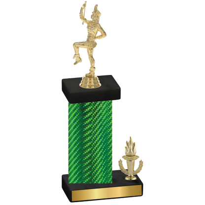 Accented Single Green Carbon Fiber Victory Majorette Trophy