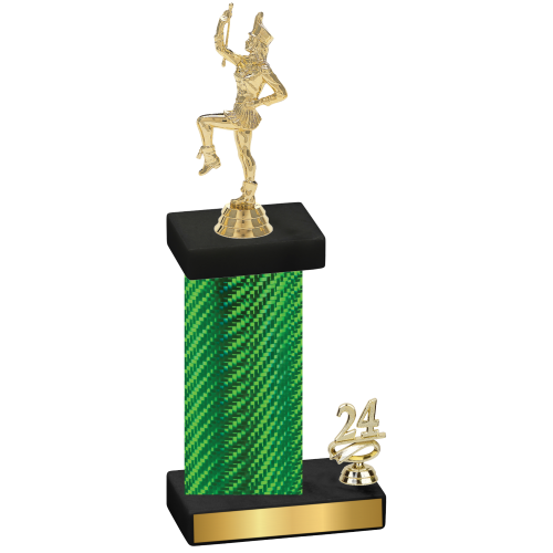 Accented Single Green Carbon Fiber Year Majorette Trophy