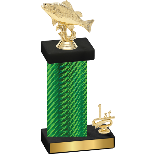 Accented Single Green Carbon Fiber First Place Fishing Trophy