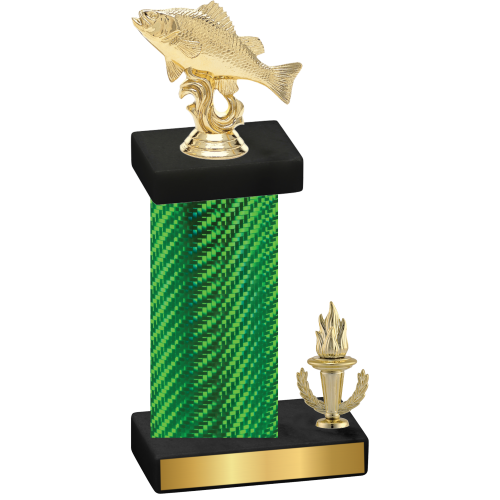 Accented Single Green Carbon Fiber Victory Fishing Trophy