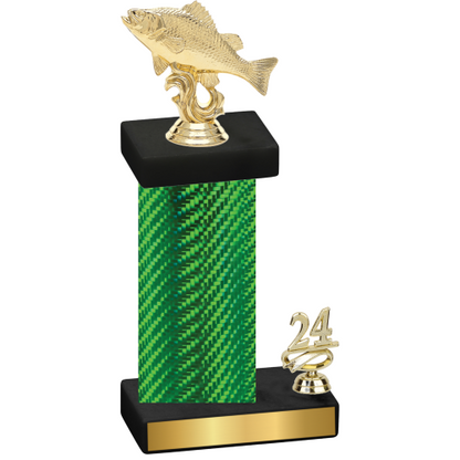 Accented Single Green Carbon Fiber Year Fishing Trophy