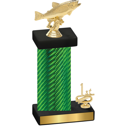 Accented Single Green Carbon Fiber First Place Fishing Trophy