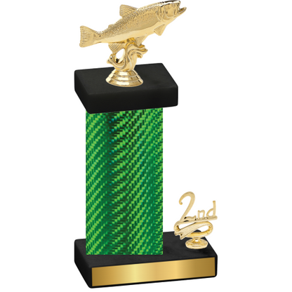 Accented Single Green Carbon Fiber Second Place Fishing Trophy