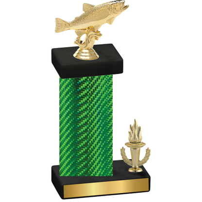 Accented Single Green Carbon Fiber Victory Fishing Trophy