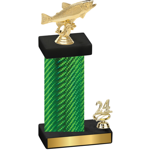 Accented Single Green Carbon Fiber Year Fishing Trophy