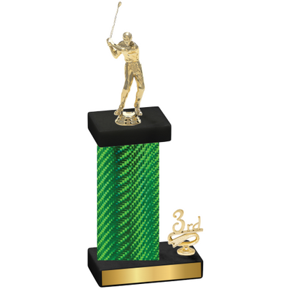 Accented Single Green Carbon Fiber Third Place Golf Trophy