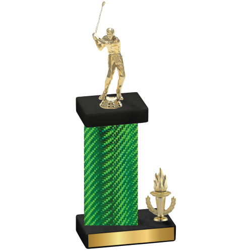 Accented Single Green Carbon Fiber Victory Golf Trophy