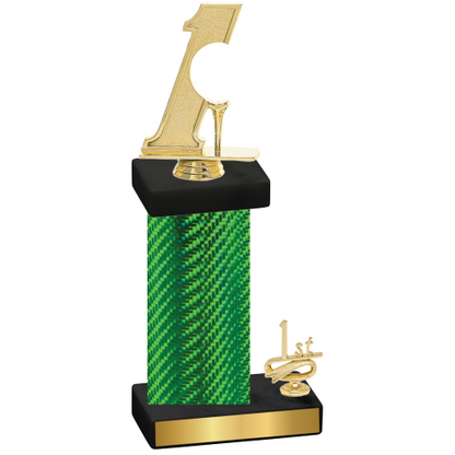 Accented Single Green Carbon Fiber First Place Golf Trophy