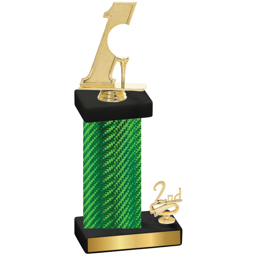 Accented Single Green Carbon Fiber Second Place Golf Trophy