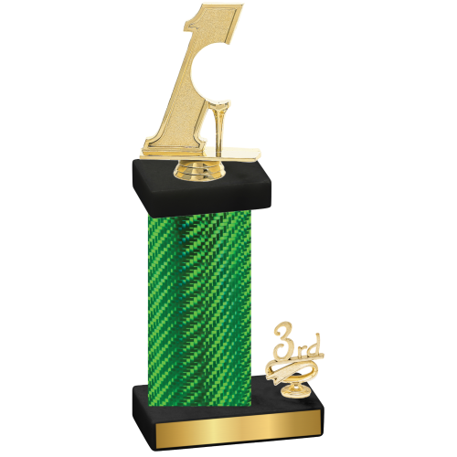 Accented Single Green Carbon Fiber Third Place Golf Trophy