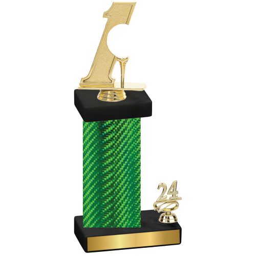 Accented Single Green Carbon Fiber Year Golf Trophy