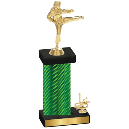 Accented Single Green Carbon Fiber First Place Karate Trophy