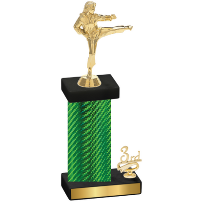 Accented Single Green Carbon Fiber Third Place Karate Trophy